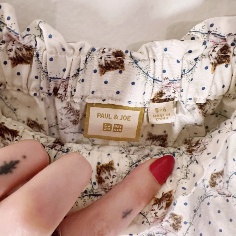 Paul & Joe For Uniqlo Kids Boxer Shorts Cats White Blue Pajamas